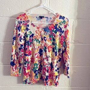 Talbots Size Medium Floral Button Cardigan